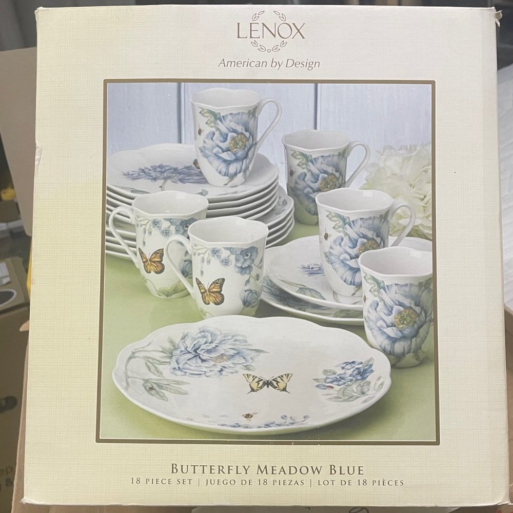 Lenox Butterfly Meadow Blue 18-Piece Dinnerware Set